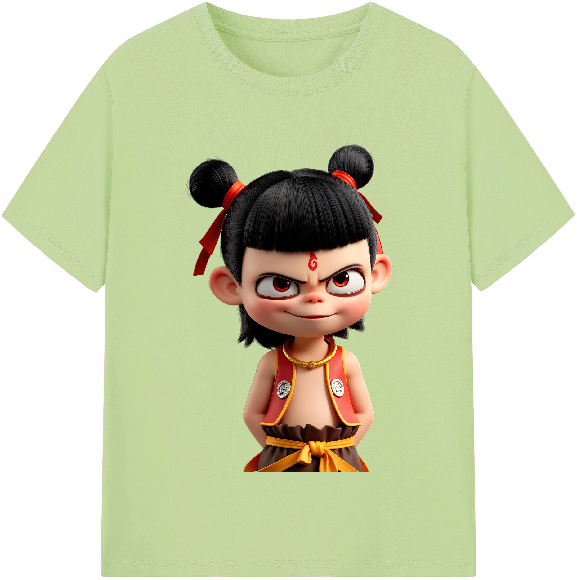 （画像用） Ne Zha 2 ナタ 魔童の大暴れ 綿100％半袖Tシャツ（フロントプリント）